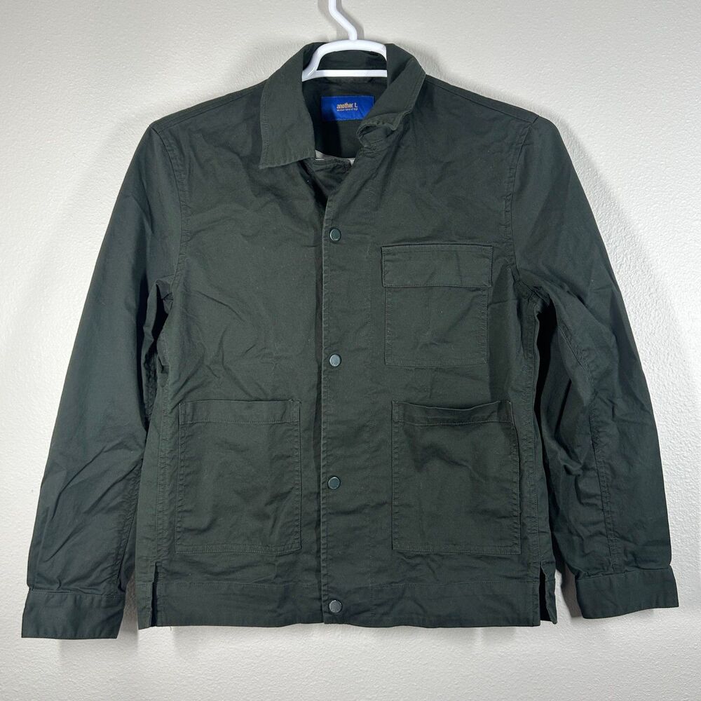 another t Jacket Mens 95 Dark Green Utility Jacket Snap Front Patch Pockets‎